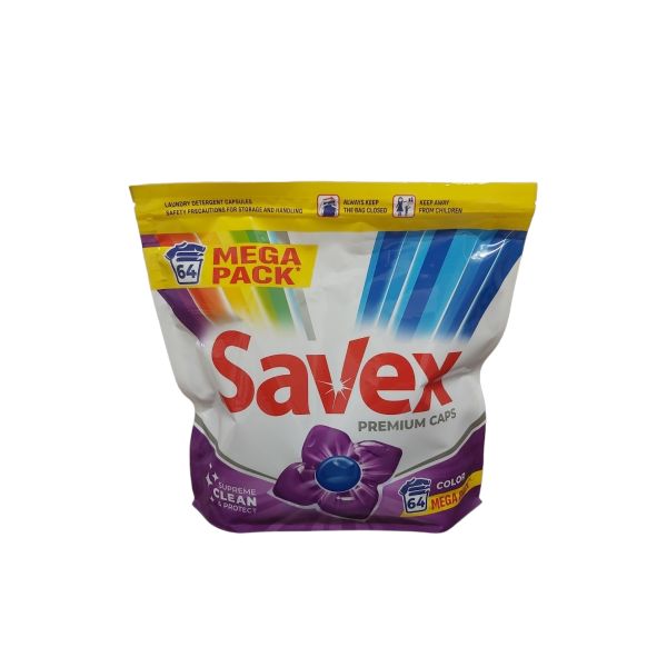 Detergent Savex Premium Caps Color, 64 spalari