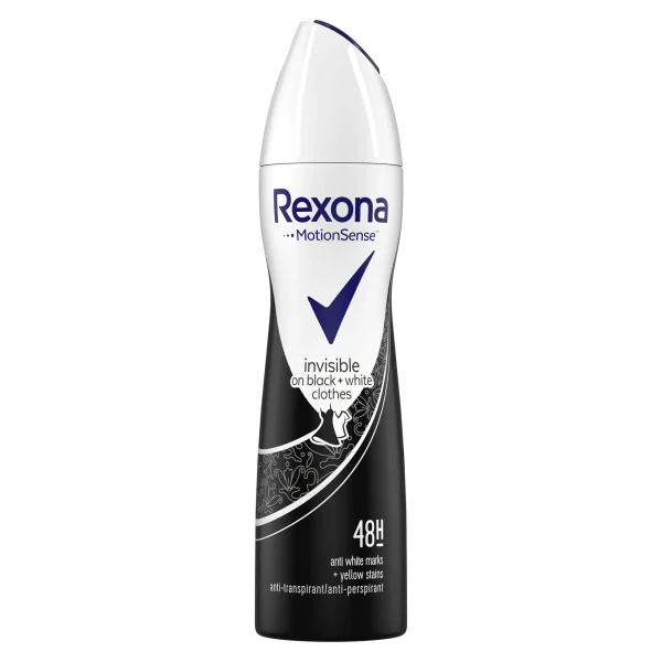 Deodorant antiperspirant spray Rexona Invisible Black&White, Femei, 150 ml